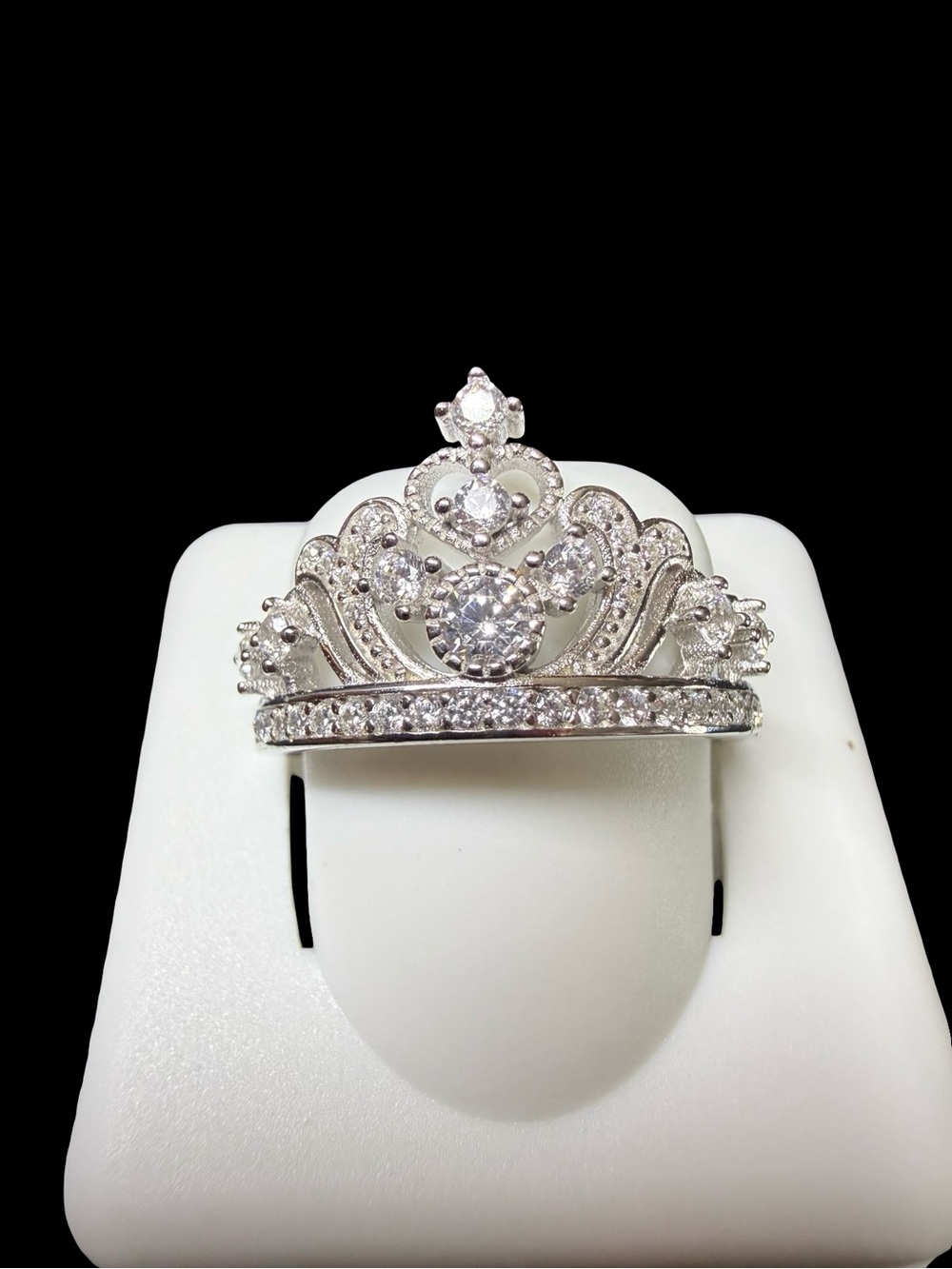 Crown Tiara CZ Stackable Ring in Sterling Silver